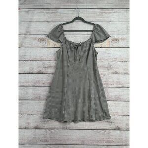 Levi's Off Shoulder Picnic Checked Mini Dress Women's Size XL Black/White